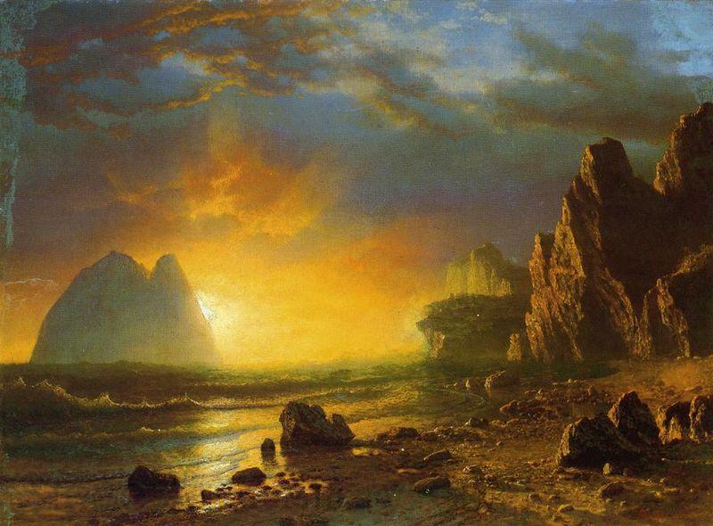 Albert Bierstadt Sunset on the Coast Spain oil painting art